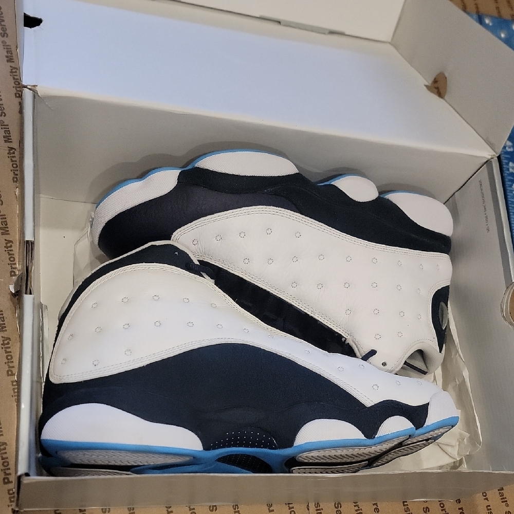 Jordan Kids White and Black Sneakers with Blue Accents